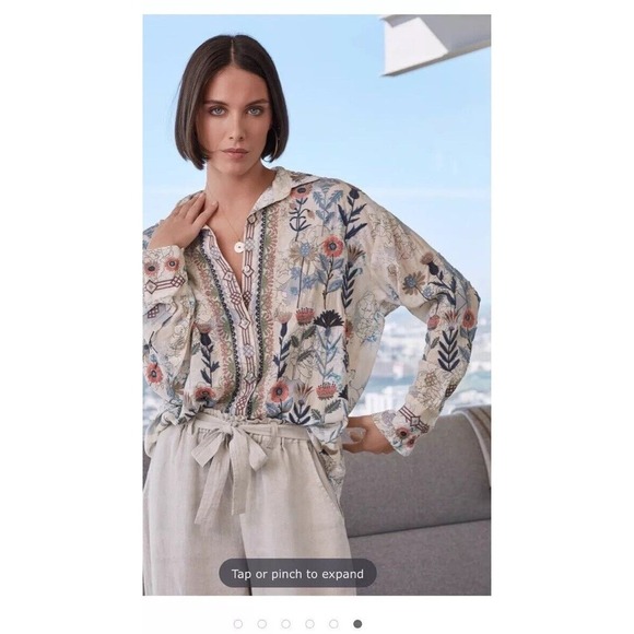 Johnny Was Tops - Biya JOHNNY WAS FIELDS BLOUSE Silk NWT fall casual boho $435 floral button top